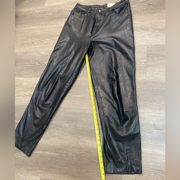 Cache Vintage Genuine Leather Black Pants size 10 - Picture 5 of 7